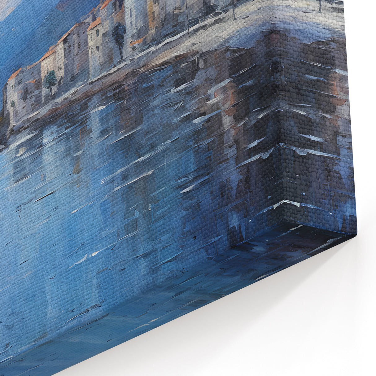 Mediterranean Coast Canvas - Tranquil Seaside Village at Dawn Art