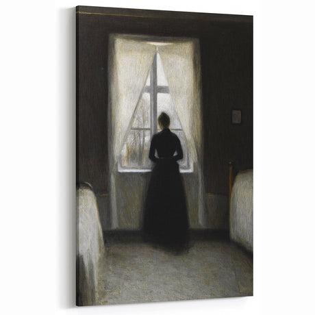 Dark Academia Wall Art - Shadowy Figure by Window for Vintage Gothic Decor