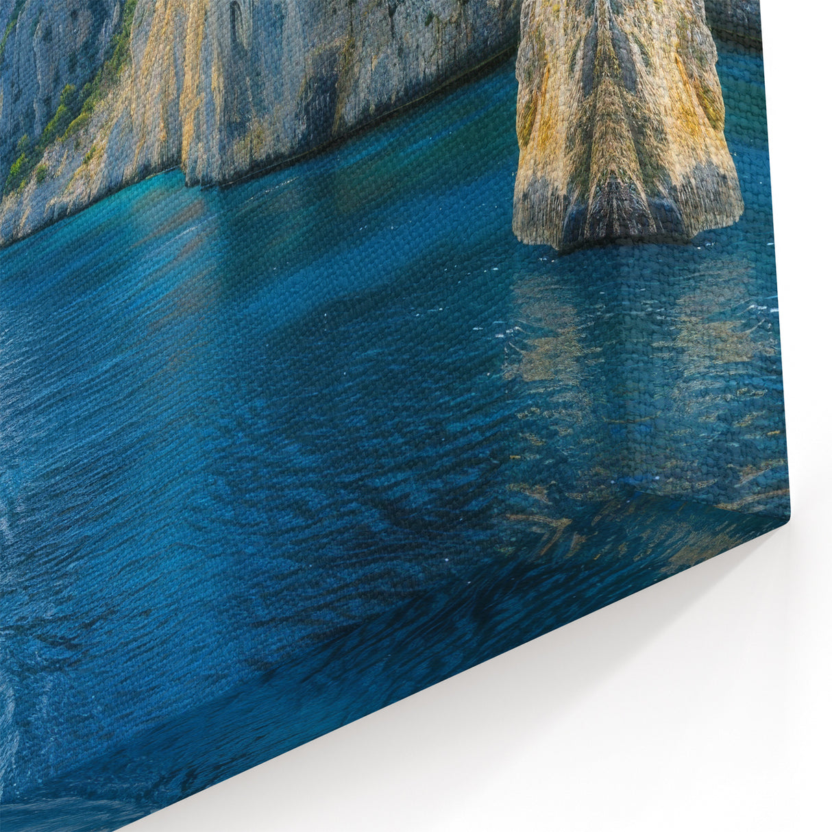 Mediterranean Sea Wall Art - Sailboat on Blue Waters by Majestic Cliffs