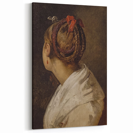 Dark Academia Wall Art: Portrait of Woman with Red Ribbon, Gothic Print
