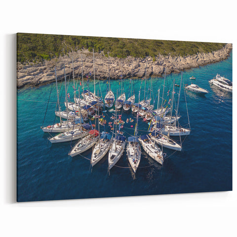 Scenic Monaco Art - Luxurious Yachts in Vibrant Mediterranean Waters