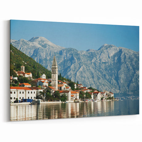 Montenegro Wall Art - Scenic Perast Village and Mountains Reflection
