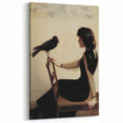 Dark Academia Wall Art: Woman with Raven in Silence, Gothic Print