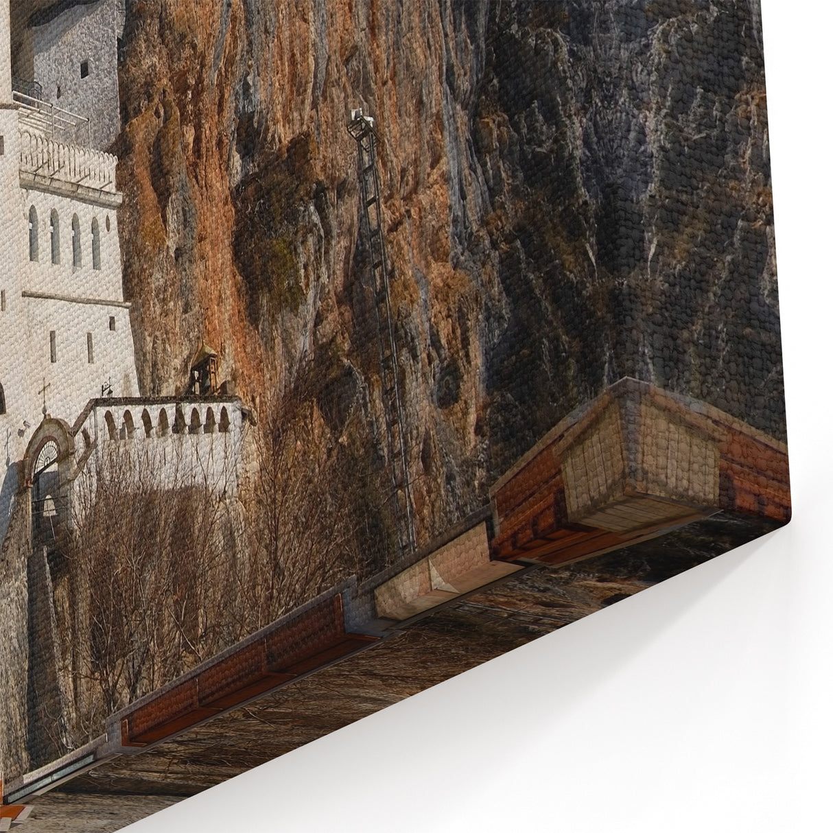 Montenegro Landscape Paintings - Ostrog Monastery in the Mountains