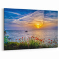 Montenegro Travel Art - Peaceful Ocean Sunset with Wildflowers