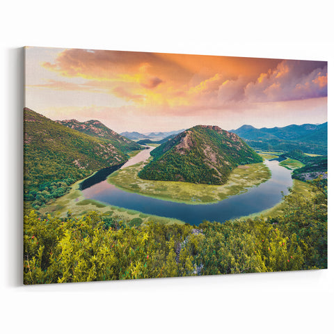 Montenegro Wall Art – Scenic Lake Skadar at Sunset Montenegro Canvas