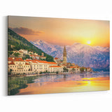 Scenic Montenegro Prints – Sunset Over Perast and Majestic Mountains