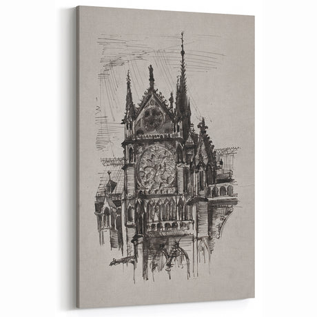 Gothic Cathedral Art | Medieval Architecture Sketch | Gothic Wall Print