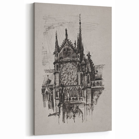 Gothic Cathedral Art | Medieval Architecture Sketch | Gothic Wall Print