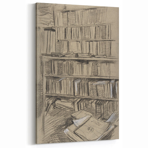 Gothic Wall Art | Dark Academia Bookshelf Print for Intellectual Decor