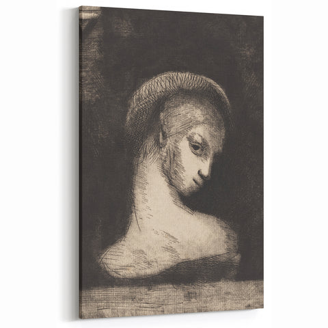 Medieval Gothic Canvas: Mysterious Female Figure in Dark Gothic Art