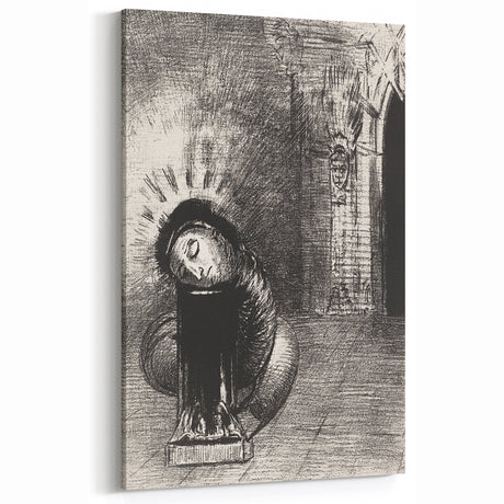 Gothic Wall Art: Dark Mystical Figure in Medieval Cathedral Scene