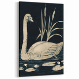 Gothic Wall Art: Dark Mystical Swan in Vintage Medieval Nature Scene
