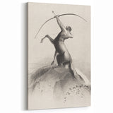 Gothic Wall Art: Majestic Centaur with Bow in Vintage Medieval Print