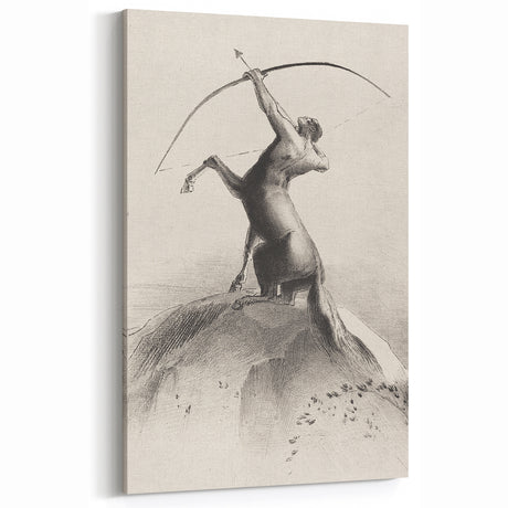 Gothic Wall Art: Majestic Centaur with Bow in Vintage Medieval Print