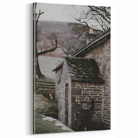 Rustic Wall Art - Charming Stone Cottage for Vintage Farmhouse Decor
