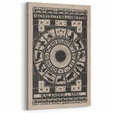 Gothic Wall Art: Dark Zodiac Wheel in Medieval Gothic Print Design