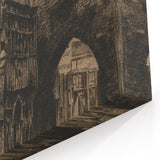 Gothic Wall Art: Medieval Street Scene in Vintage Architecture Print