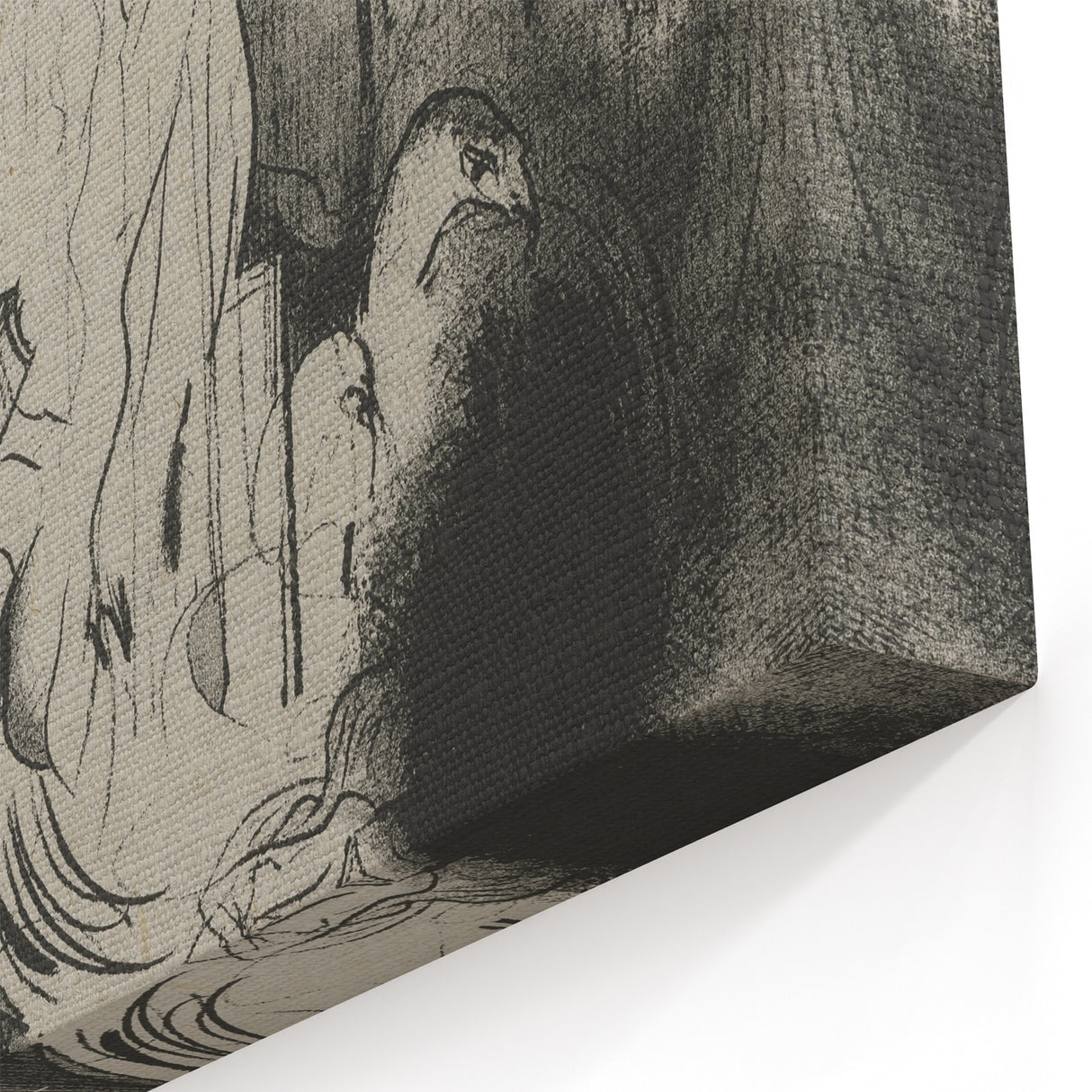 Gothic Wall Art: Mystical Veiled Figure in Vintage Gothic Sketch Design