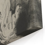 Gothic Wall Art: Mystical Veiled Figure in Vintage Gothic Sketch Design