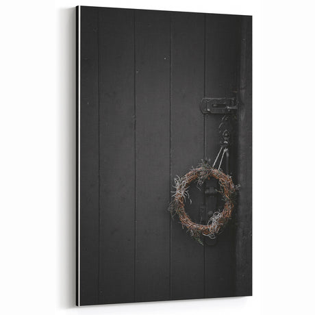 Rustic Wall Art - Wreath on Wooden Door for Vintage Farmhouse Decor