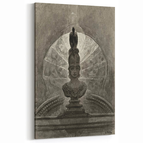 Gothic Wall Art - Medieval Bust with Dark Raven in Vintage Gothic Print