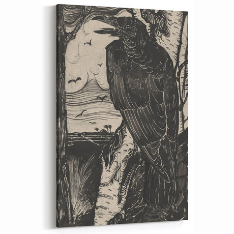 Gothic Wall Art - Dark Raven in Nature Scene for Vintage Gothic Decor