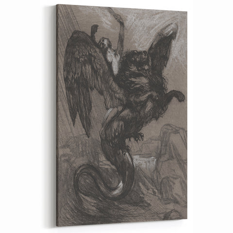Gothic Wall Art - Dark Mythical Creature in Vintage Gothic Fantasy Print