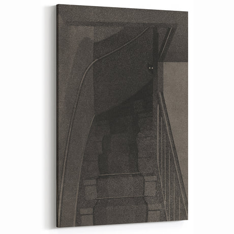 Gothic Wall Art - Dark Staircase with Mysterious Eyes in Vintage Decor