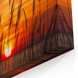 Chesapeake Bay Rolled Canvas - Fiery Sunset Through Grass Scenic Art
