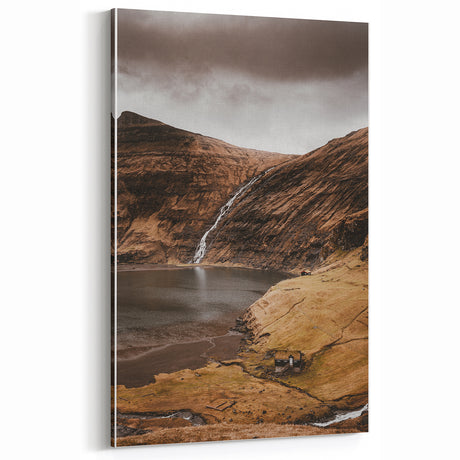 Rustic Wall Art - Mountain Waterfall and Cabin for Farmhouse Decor