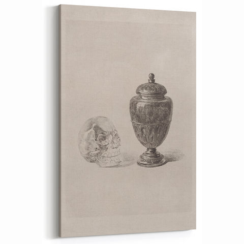 Gothic Wall Art | Skull and Urn Illustration | Dark Decor Style