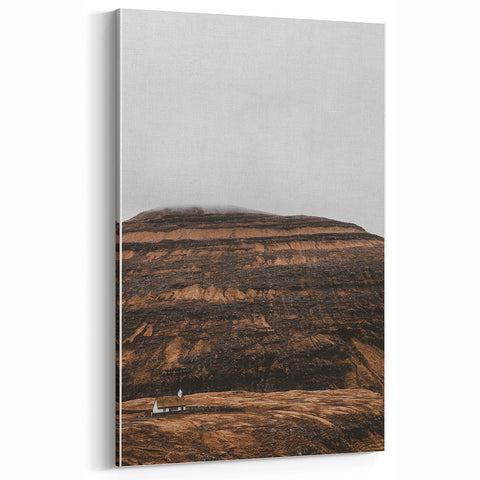 Rustic Wall Art - Remote Church with Mountain Backdrop for Farmhouse Decor