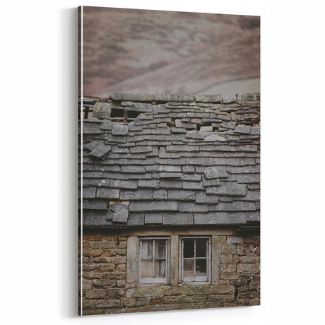 Rustic Wall Art - Weathered Stone Cottage Roof for Vintage Farmhouse Decor
