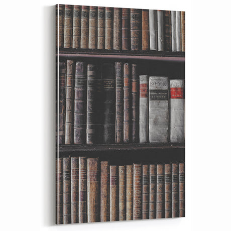 Rustic Wall Art - Vintage Leather-Bound Books for Farmhouse Library Decor