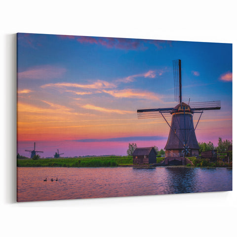 Windmill Wall Art - Dutch Countryside at Sunset