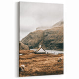 Farmhouse Wall Art – Tranquil Church in Rustic Mountain Scenery