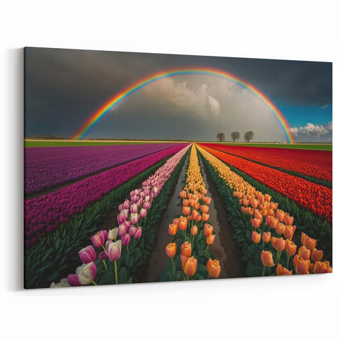 Tulip Field Artwork - Vibrant Rainbow Over Holland’s Tulip Fields