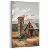 Farmhouse Wall Art – Rustic Barn and Silo Scene for Country Style Decor