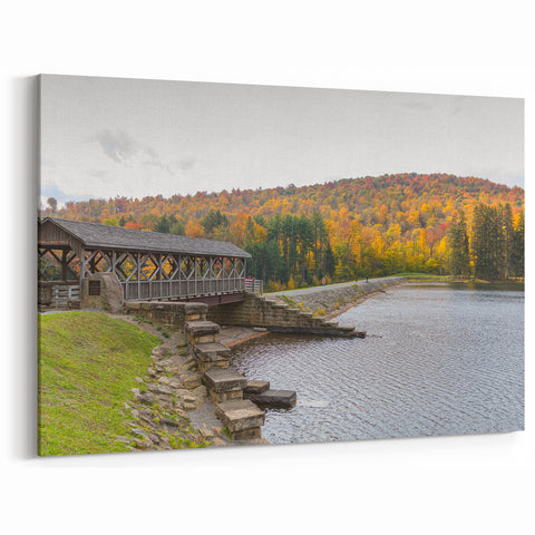 Pennsylvania Wall Art - Scenic Covered Bridge and Autumn Landscape Canvas