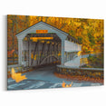 Pennsylvania Landscape Art - Rustic Covered Bridge in Autumn Canvas Print