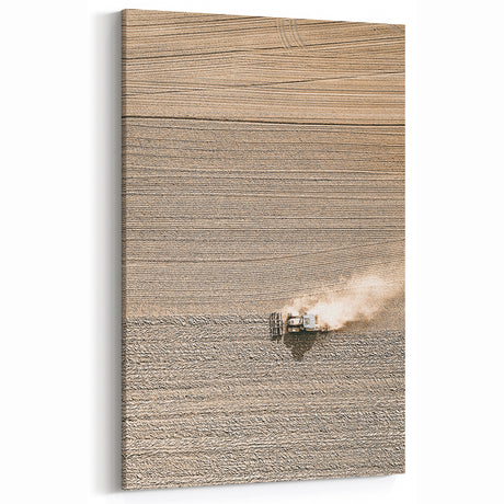 Farmhouse Wall Art: Rustic Field with Tractor, Country Style Decor