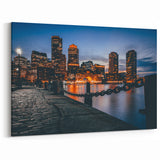 Boston Harbor Nightscape – Massachusetts Waterfront City Lights Wall Art
