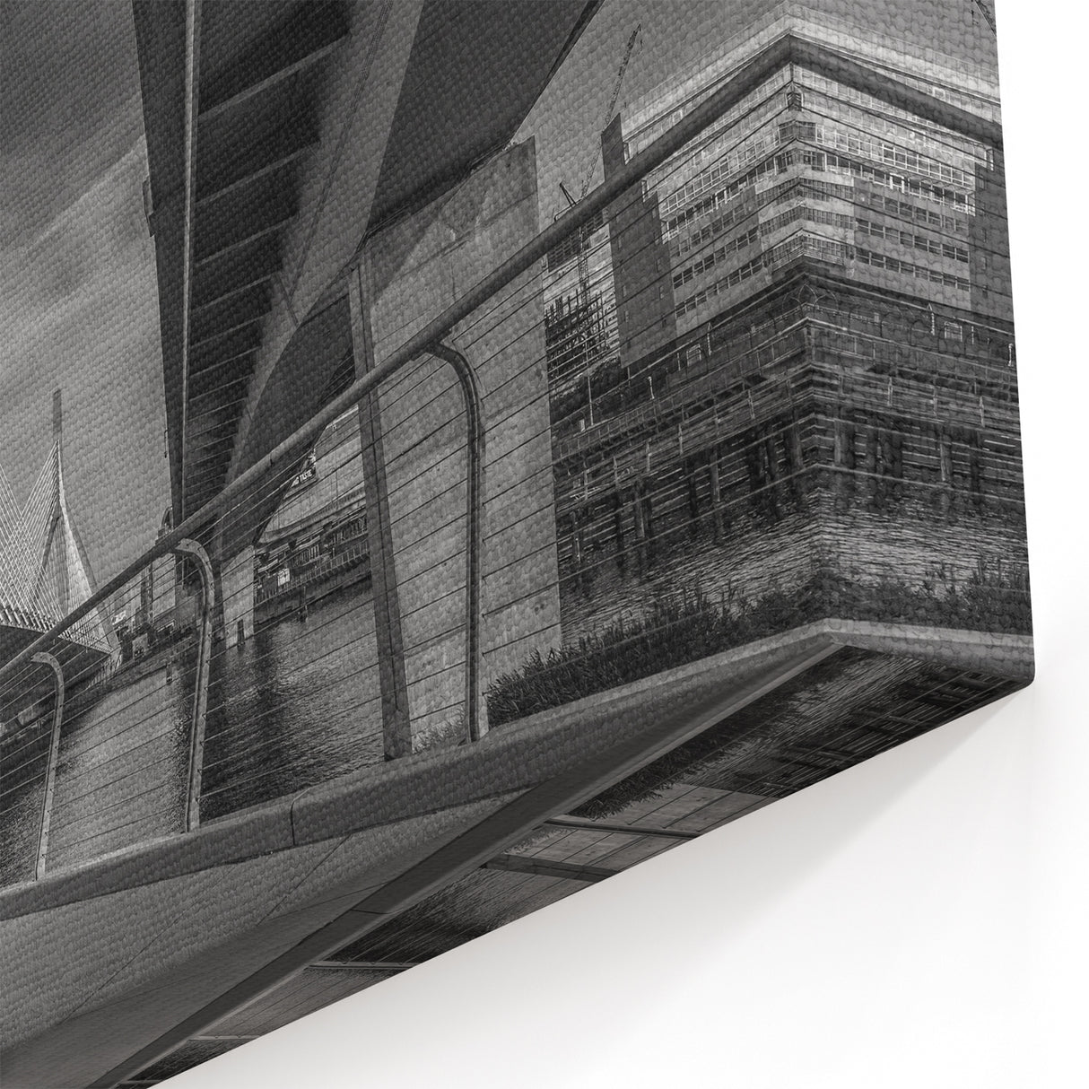 Boston Zakim Bridge Black and White – Massachusetts Cityscape Wall Art