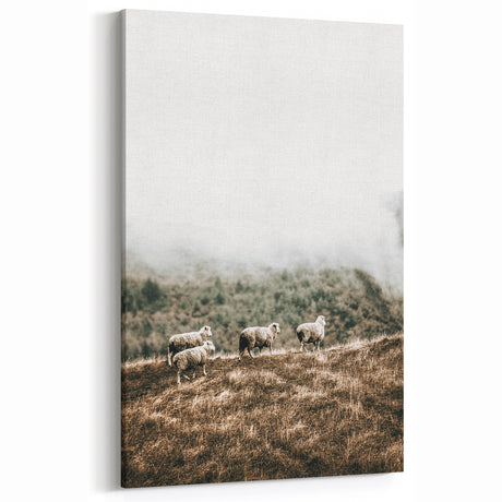 Farmhouse Sheep Landscape Art – Vintage-Inspired Country Wall Decor