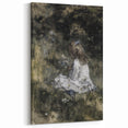 Dark Academia Wall Art - Thoughtful Girl with Flowers for Moody Decor