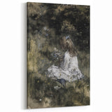 Dark Academia Wall Art - Thoughtful Girl with Flowers for Moody Decor