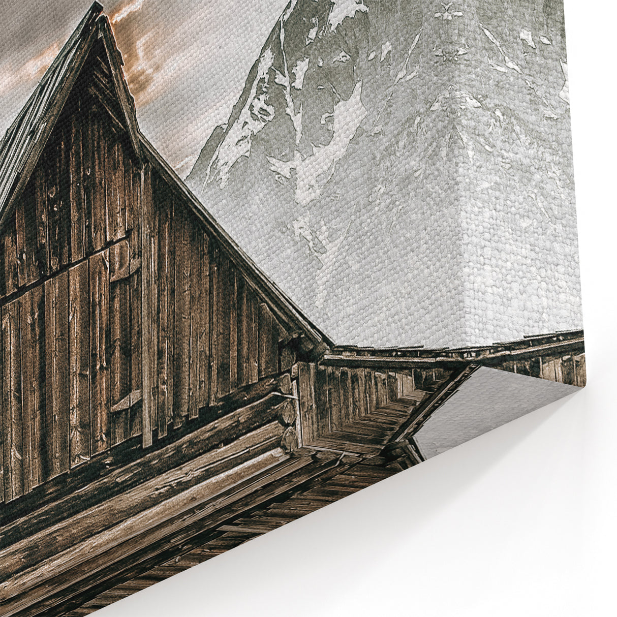 Country Farmhouse Wall Art - Rustic Barn with Majestic Mountain Backdrop