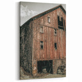 Vintage Farmhouse Wall Art - Rustic Weathered Barn with Wood Accents