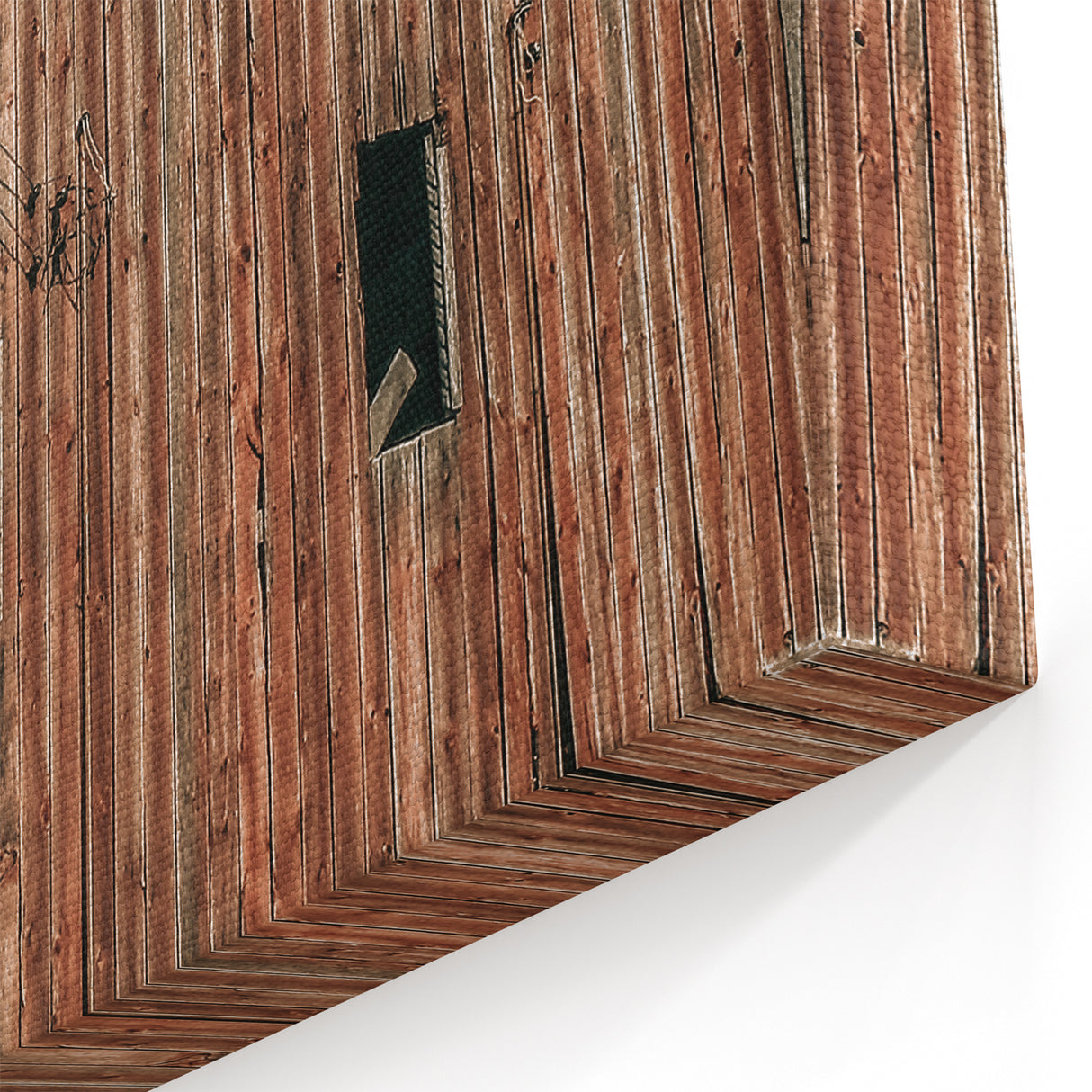 Vintage Farmhouse Wall Art - Rustic Weathered Barn with Wood Accents